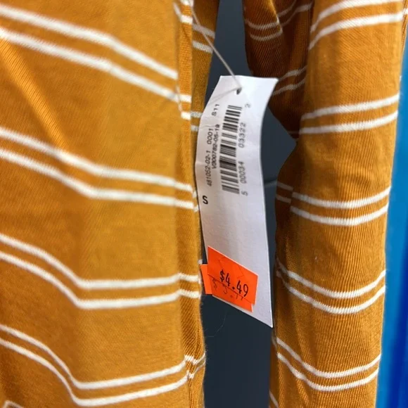 Old Navy Everywear Small Yellow Striped Long Sleeve Tee Shirt NWT - Picture 3 of 4